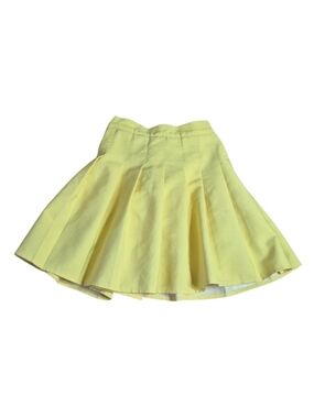 Vibrant Yellow High-Waisted Pleated Skirt For Girls, Sz 130 - Fits Adult XS Slim